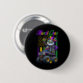 Mardi Gras Panda singt auf Monstertruck-Perlen Ma Button (Vorne & Hinten)