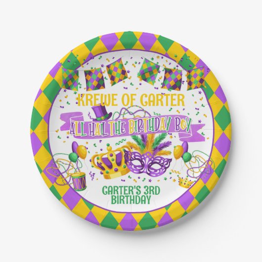 Mardi Gras Paper Plate (Krewe) Pappteller (Vorderseite)
