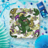 Mardi Gras Paper Plate-NOLA Gator Pappteller (Party)