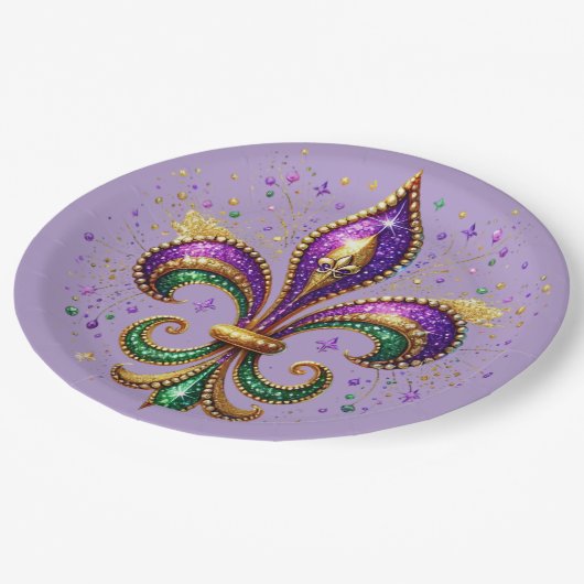 Mardi Gras Paper Plates Pappteller (Schrägansicht)