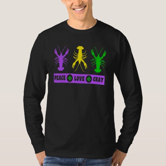 Mardi Gras Parade Peace Love Crawfish Crayfish New T-Shirt (Vorderseite)