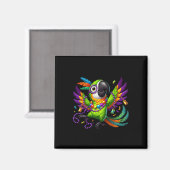 Mardi Gras Parrot - Party Bird Magnet (Vorderseite/Rückseite)