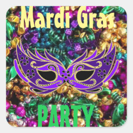 Mardi Gras Party 20 Set Etikettenaufkleber Mardigr Quadratischer Aufkleber
