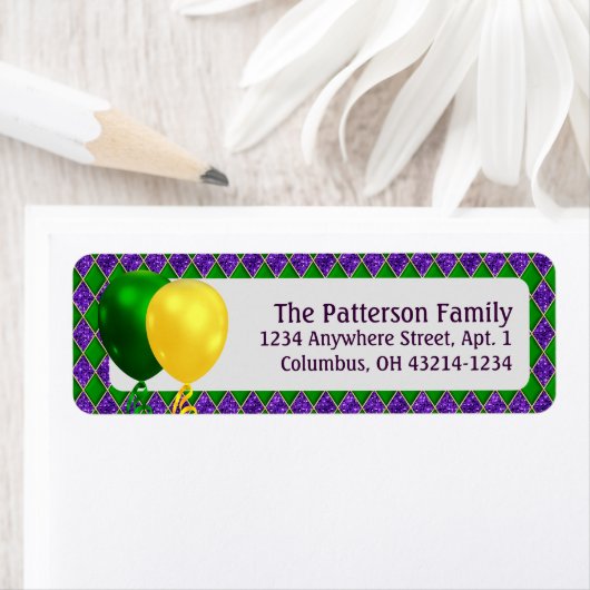 Mardi Gras Party Balloons und Raute Muster (Insitu)