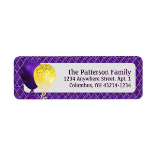 Mardi Gras Party Balloons und Raute Muster Label