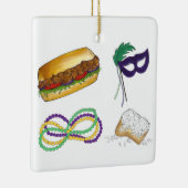 Mardi Gras Party Beads Beignet Po'Boy Maske Keramikornament (Rechts)