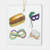 Mardi Gras Party Beads Beignet Po'Boy Maske Keramikornament (Links)