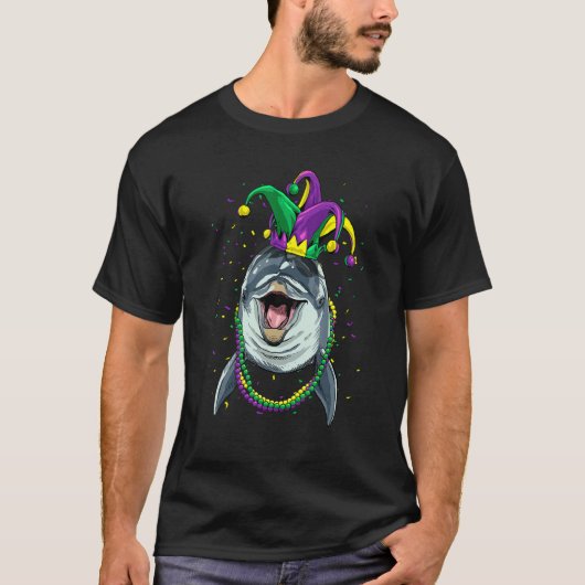 Mardi Gras Party Carnival Jester Dolphin Whale Dol T-Shirt (Vorderseite)