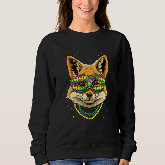 Mardi Gras Party Carnival Jester Fox Wild Animal F Sweatshirt (Vorderseite)