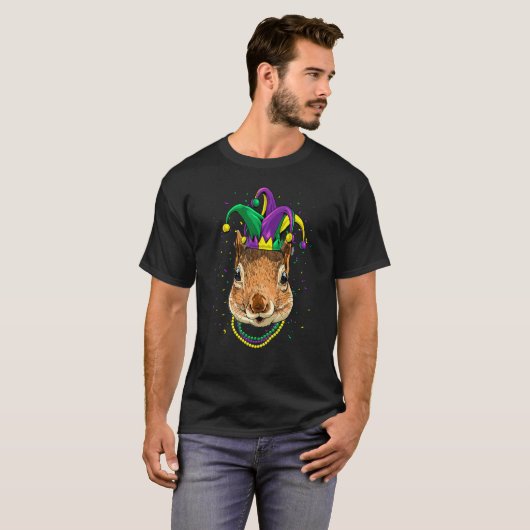 Mardi Gras Party Carnival Jester Squirrel Rodents T-Shirt (Vorne ganz)