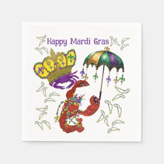 Mardi Gras party crawfish and crab fetstiv napkins Serviette