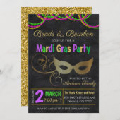 Mardi Gras Party Einladung (Vorne/Hinten)