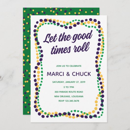 Mardi Gras Party Einladung (Vorne/Hinten)