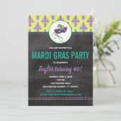 Mardi Gras Party Einladung (Stehend Vorderseite)