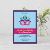 Mardi Gras Party Einladung (Stehend Vorderseite)