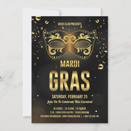 Mardi Gras Party Einladung (Vorderseite)
