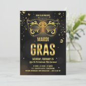 Mardi Gras Party Einladung (Stehend Vorderseite)