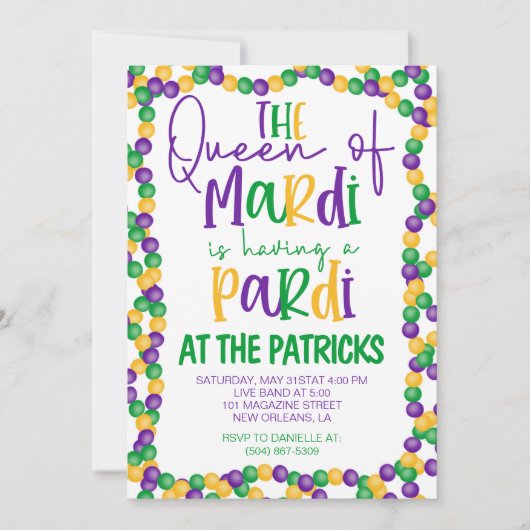 Mardi Gras Party Einladung (Vorderseite)