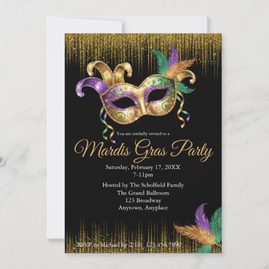 Mardi-Gras-Party Einladung (Vorderseite)