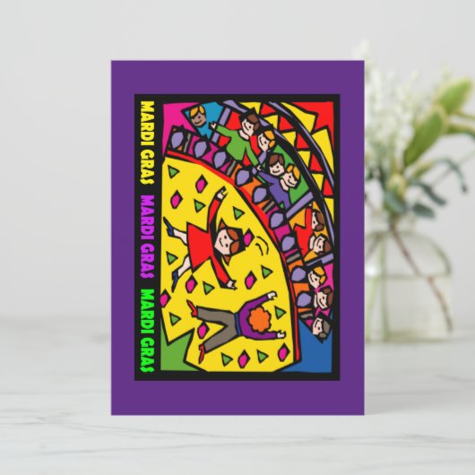 Mardi Gras Party Einladung (Stehend Vorderseite)