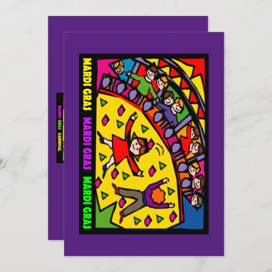 Mardi Gras Party Einladung (Vorne/Hinten)