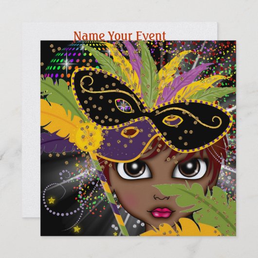 Mardi Gras Party Einladung der Kostüme durch den S (Vorne/Hinten)