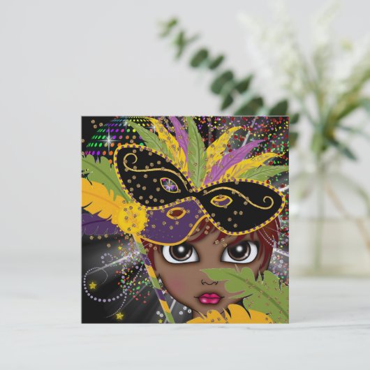 Mardi Gras Party Einladung der Kostüme durch den S (Stehend Vorderseite)