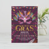 Mardi Gras Party Einladung Flyer (Stehend Vorderseite)