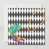 Mardi Gras Party Einladung mit Masken und Perlen (Rückseite)