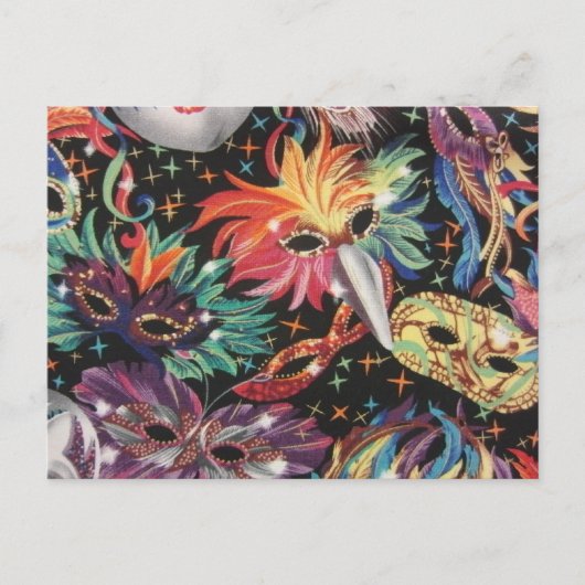 Mardi Gras Party Einladungspostkarte (Vorderseite)