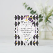 Mardi Gras Party Einladungspostkarte (Stehend Vorderseite)