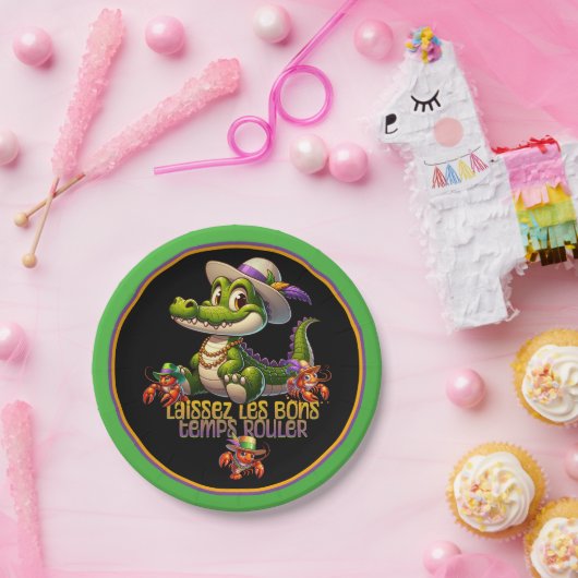 Mardi Gras Party Gator & Crawdads Pappteller (Party)