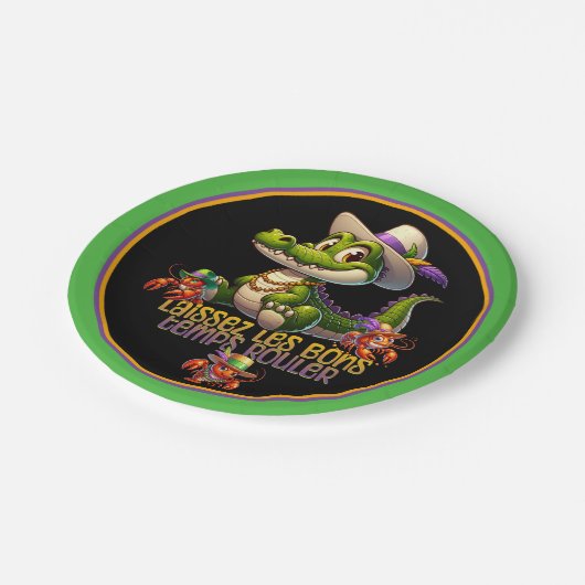 Mardi Gras Party Gator & Crawdads Pappteller (Schrägansicht)