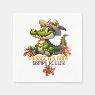 Mardi Gras Party Gator & Crawdads Serviette