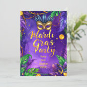 Mardi Gras Party – Let the Good Times Roll Einladung (Stehend Vorderseite)
