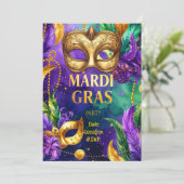 Mardi Gras Party – Let the Good Times Roll Einladung (Stehend Vorderseite)