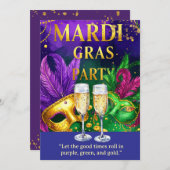 Mardi Gras Party – Let the Good Times Roll  Einladung (Vorne/Hinten)