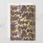 Mardi Gras Party Lila Imitate Goldmaske Einladung (Rückseite)