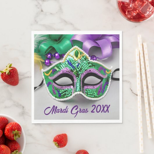 Mardi Gras Party Maske und Perlen Serviette (Beispiel)