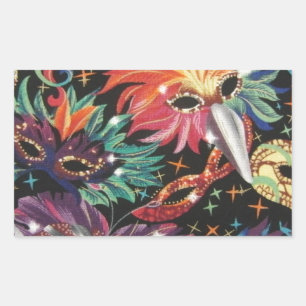 Mardi Gras Party Rechteckiger Aufkleber