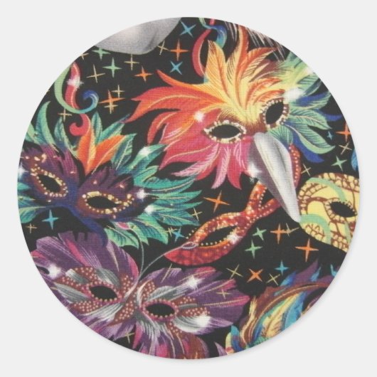 Mardi Gras Party Runder Aufkleber (Vorderseite)