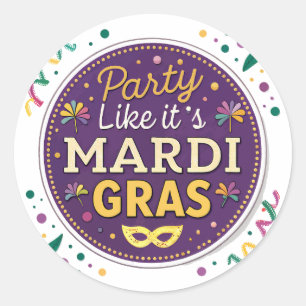 Mardi Gras Party Runder Aufkleber