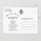 Mardi Gras Party Save the Date Ankündigungspostkarte (Rückseite)