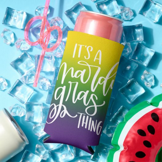 Mardi Gras Party Text Design Ombre Background Selters Dosenkühler (In Situ Sommer)