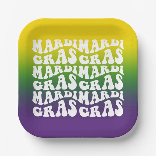 Mardi Gras Party Text Design Ombre Pappteller (Vorderseite)