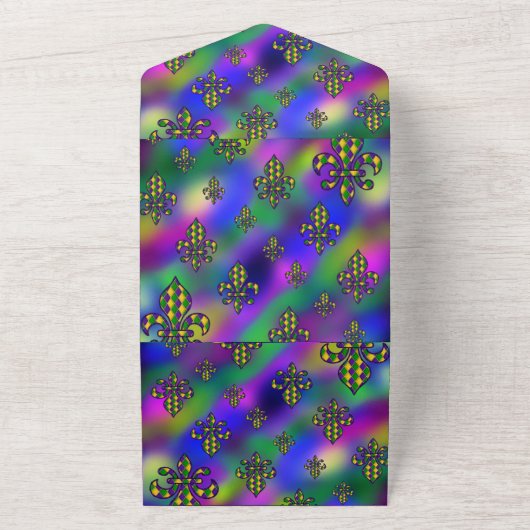 Mardi Gras Pattern All In One Einladung (Außenbereich)