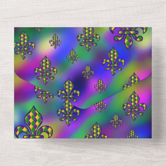 Mardi Gras Pattern All In One Einladung (Rückseite)