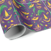 Mardi Gras Pattern Masquerade Geschenkpapier (Rolleneckpunkt)