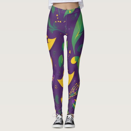 Mardi Gras Pattern Masquerade Leggings (Vorderseite)