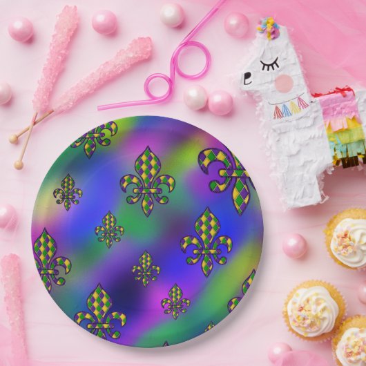 Mardi Gras Pattern Pappteller (Party)